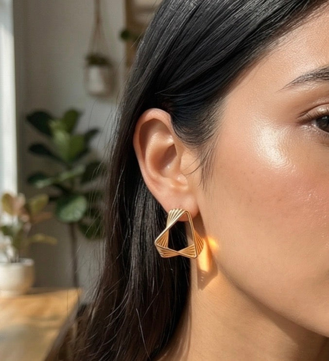 Anti-Tarnish Triangular Earrings