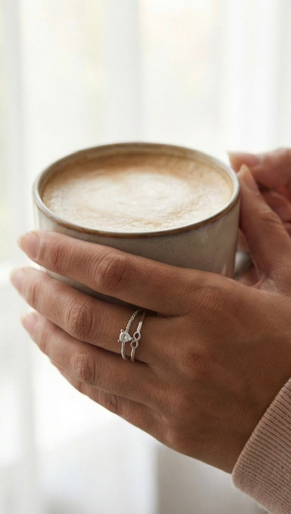 Dual Stud Heart Ring (Free Size)