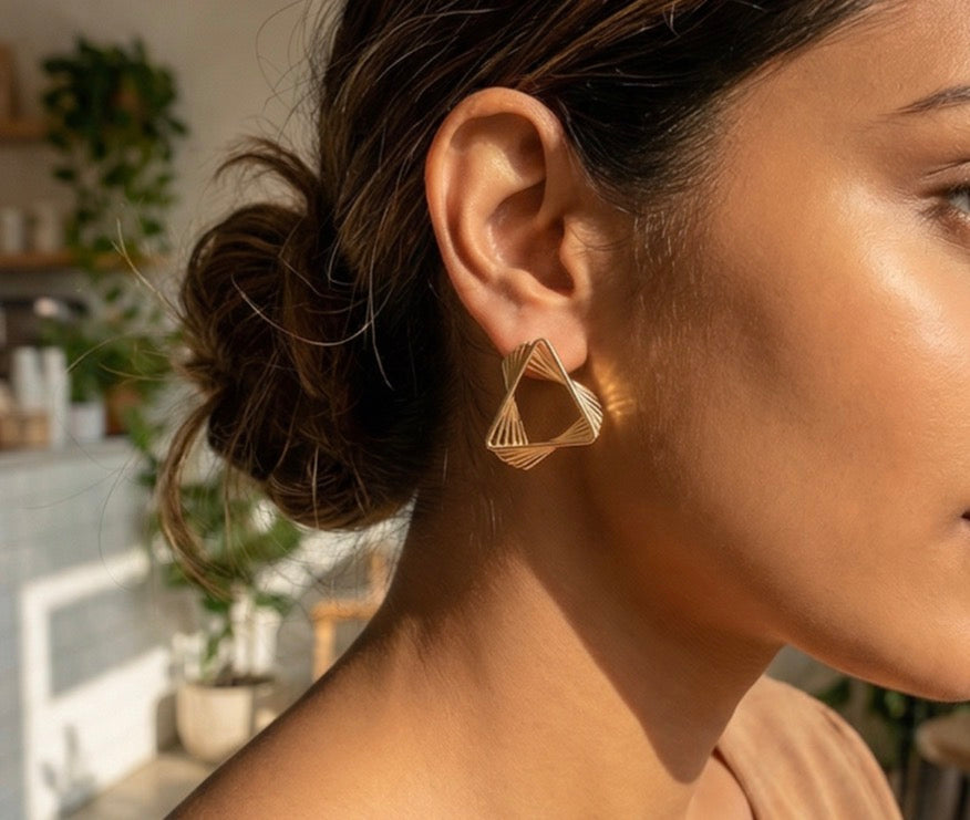 Anti-Tarnish Triangular Earrings