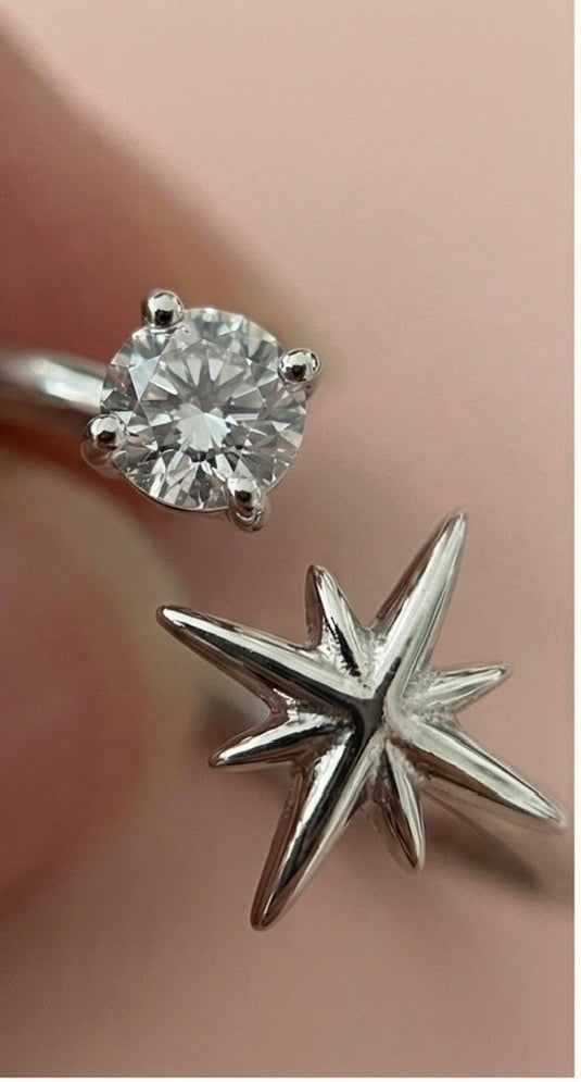 Dual-Stud Star Ring (Free Size)