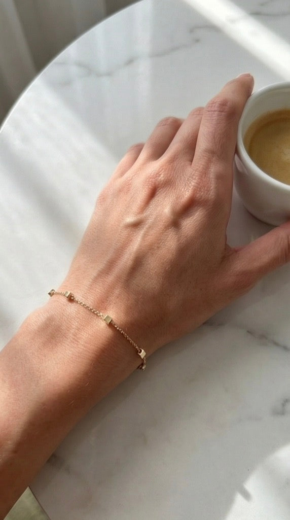 Anti-Tarnish Square Stud Bracelet